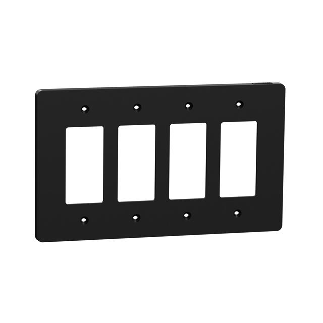 4 GANG MID+ WALL PLATE BK