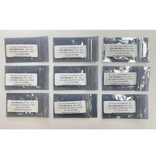 TVS SMC 1.5KW Kit 9 values 5ea